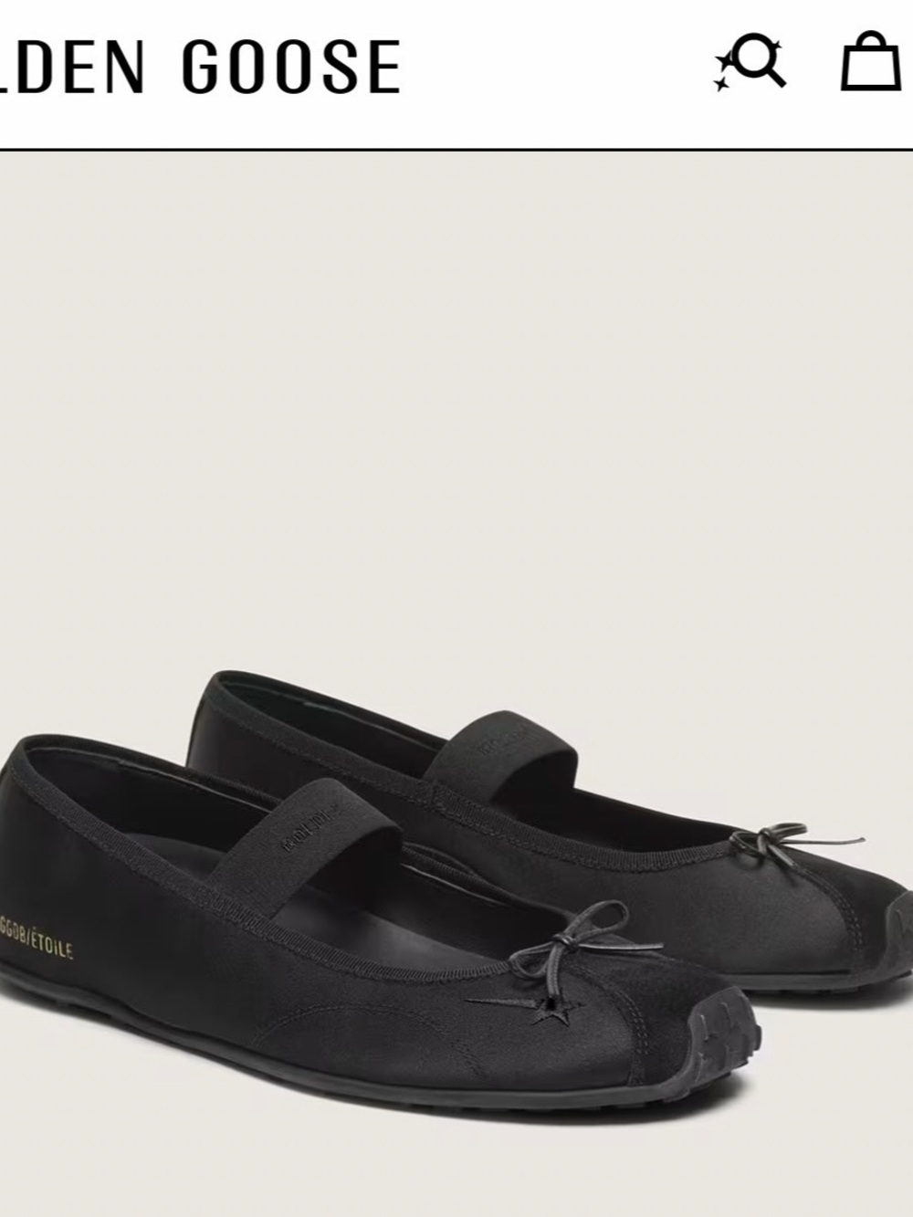 Golden Goose Étoile ballet flats in black satin with black embroidered star